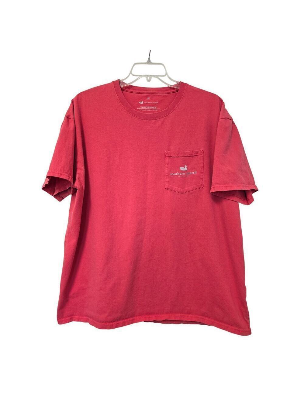 Southern Marsh Mens SS Fishing Reel  T Shirt Coral Fisherman Tee Knit casual